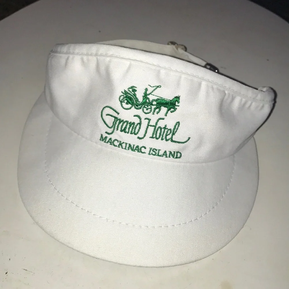 Grand Hotel Mackinac Island White Visor with Green Logo